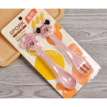 Wheat Straw Plastic Kids Spoons Forks for Baby